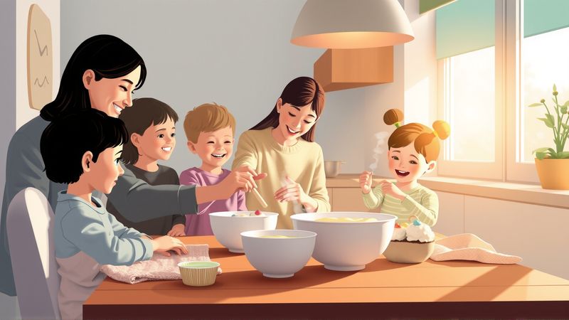 Una cocina cálida crea alegría compartida
