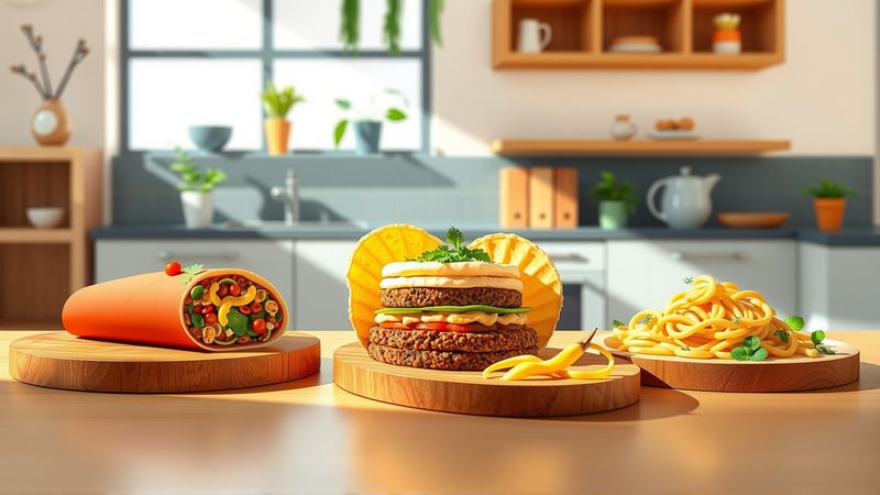 Una cocina luminosa muestra comida apetitosa