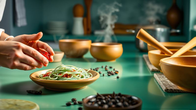 Manos preparan ingredientes en cocina suave