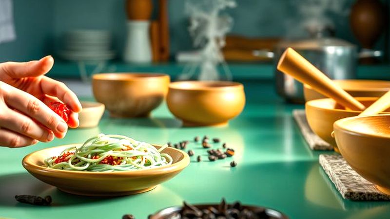 Manos preparan ingredientes en cocina suave