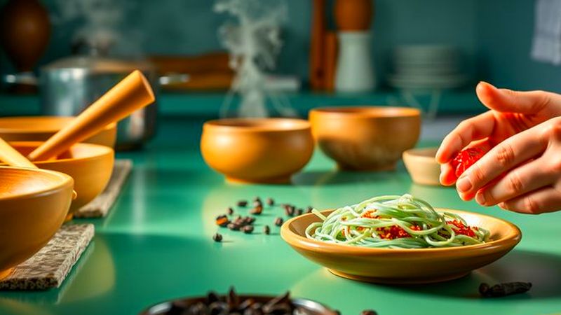 Manos preparan ingredientes en cocina suave
