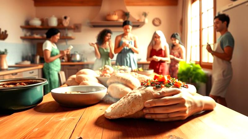 Una cocina acogedora comparte una comida cálida