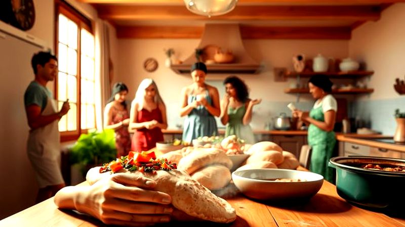 Una cocina acogedora comparte una comida cálida