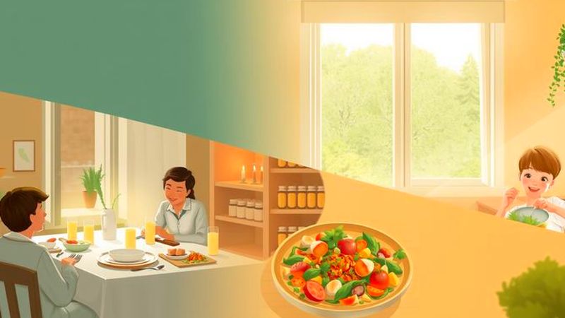 Una familia disfruta una cena cálida y sencilla