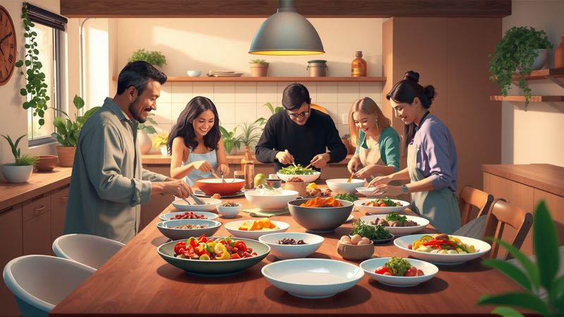 Una cocina acogedora celebra la comida compartida