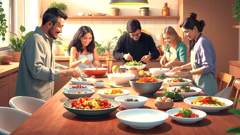 Una cocina acogedora celebra la comida compartida