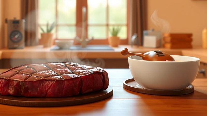 Una cocina acogedora muestra comida exquisita