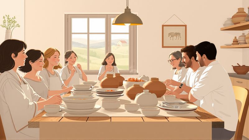 Una cocina cálida y feliz