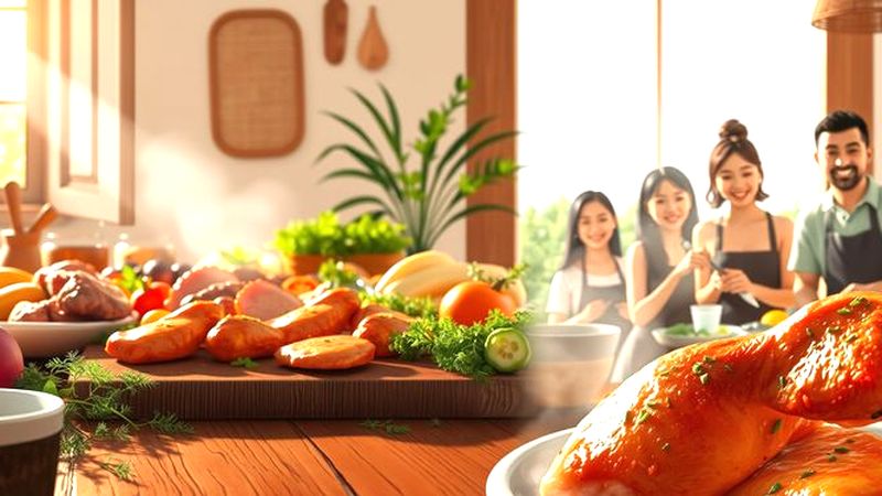 Una cocina alegre prepara un festín