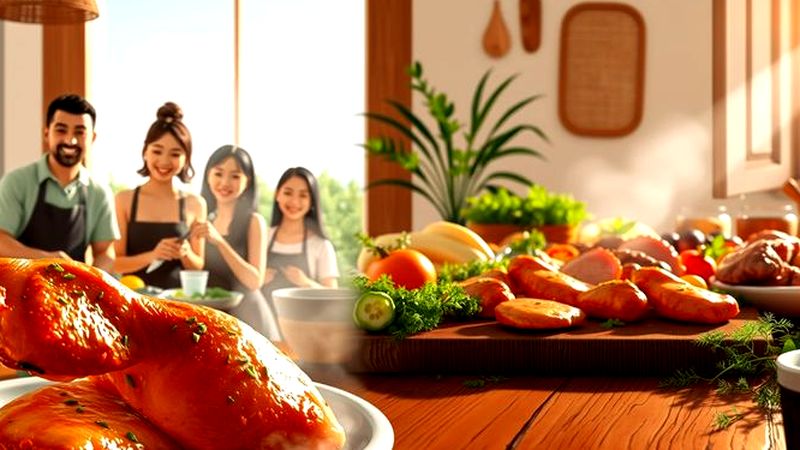 Una cocina alegre prepara un festín