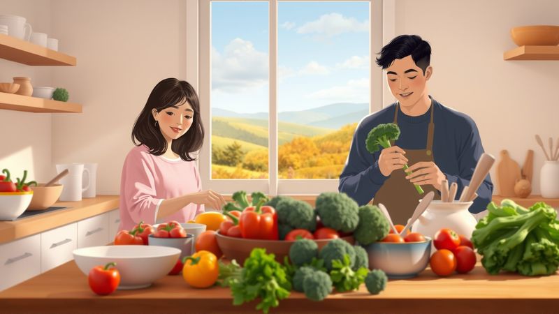 Una cocina acogedora y colorida invita a cocinar