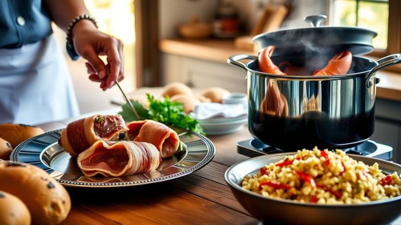 Una cocina cálida y abundante brilla