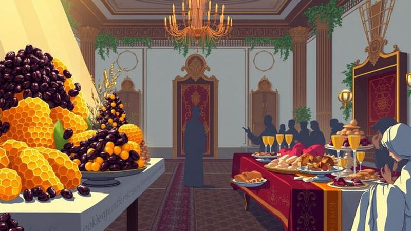 Una rica escena de banquetes opulentos